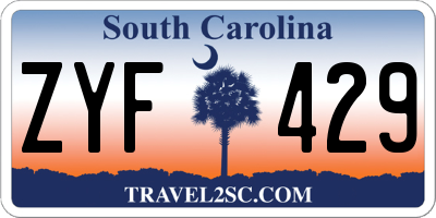 SC license plate ZYF429