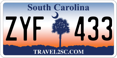 SC license plate ZYF433