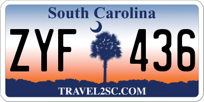 SC license plate ZYF436