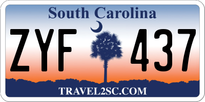 SC license plate ZYF437