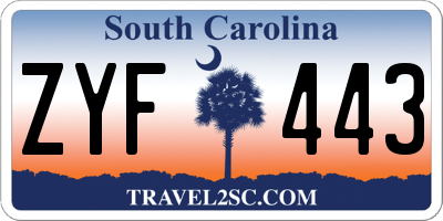 SC license plate ZYF443