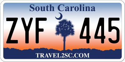 SC license plate ZYF445