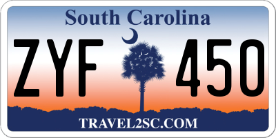 SC license plate ZYF450