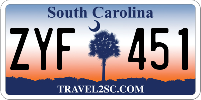 SC license plate ZYF451