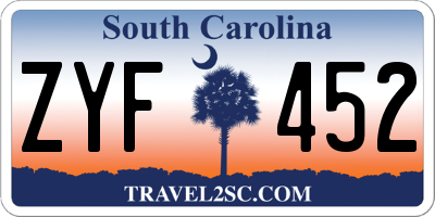 SC license plate ZYF452