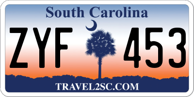 SC license plate ZYF453