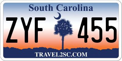 SC license plate ZYF455