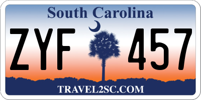 SC license plate ZYF457