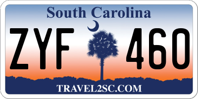 SC license plate ZYF460