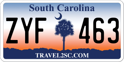 SC license plate ZYF463