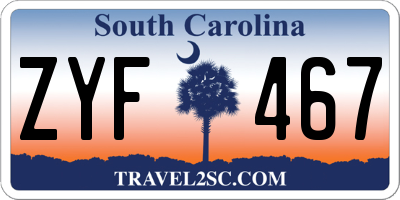 SC license plate ZYF467