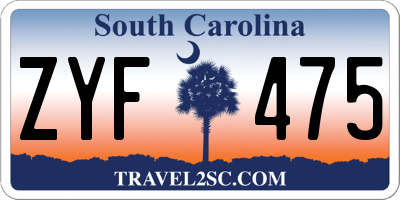 SC license plate ZYF475