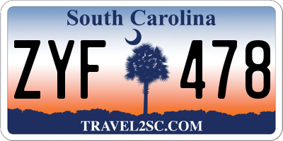 SC license plate ZYF478