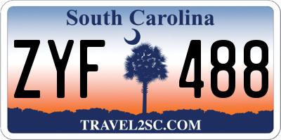 SC license plate ZYF488