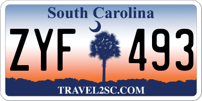 SC license plate ZYF493