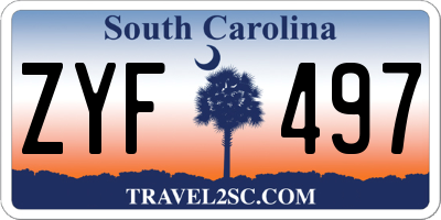 SC license plate ZYF497