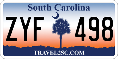 SC license plate ZYF498
