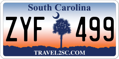 SC license plate ZYF499