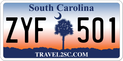 SC license plate ZYF501