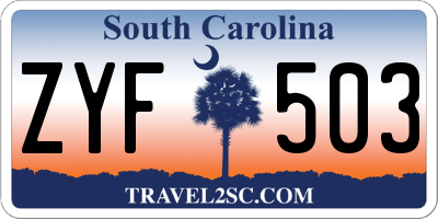 SC license plate ZYF503