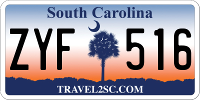SC license plate ZYF516