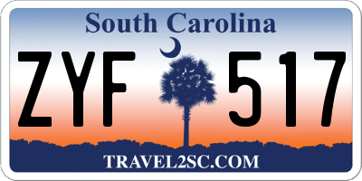 SC license plate ZYF517