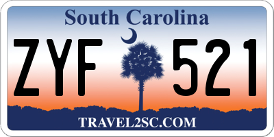 SC license plate ZYF521