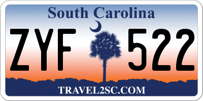 SC license plate ZYF522