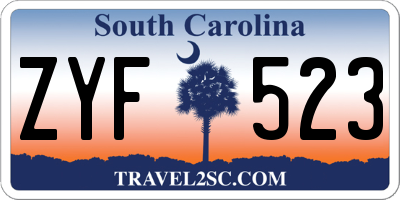 SC license plate ZYF523