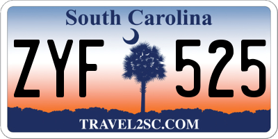 SC license plate ZYF525