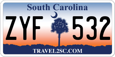 SC license plate ZYF532