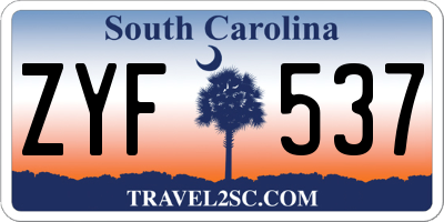 SC license plate ZYF537