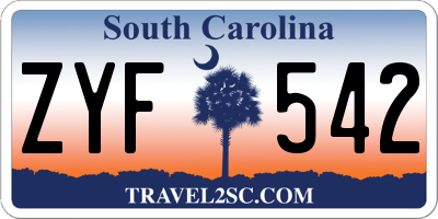 SC license plate ZYF542