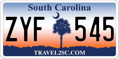 SC license plate ZYF545