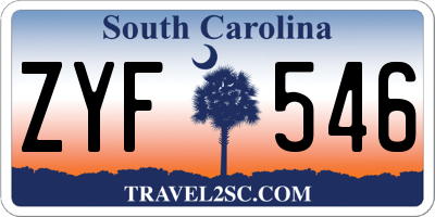 SC license plate ZYF546