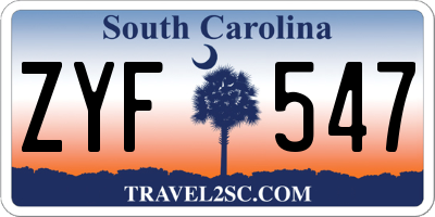 SC license plate ZYF547