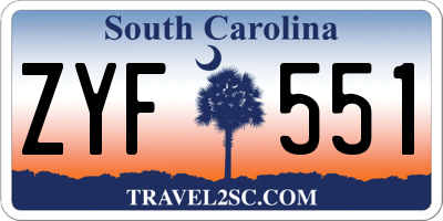 SC license plate ZYF551