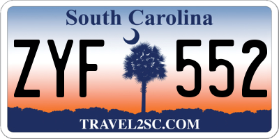 SC license plate ZYF552
