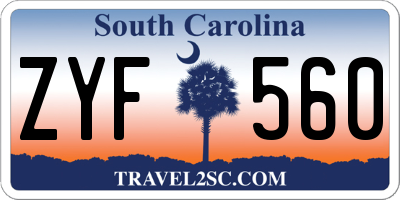 SC license plate ZYF560