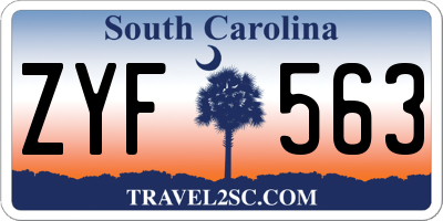 SC license plate ZYF563