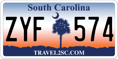 SC license plate ZYF574