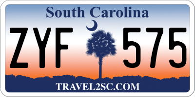 SC license plate ZYF575