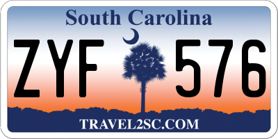 SC license plate ZYF576