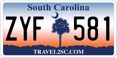 SC license plate ZYF581