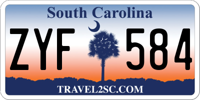 SC license plate ZYF584