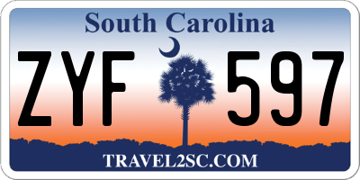 SC license plate ZYF597