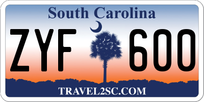 SC license plate ZYF600