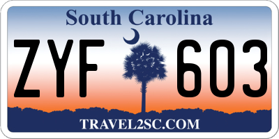 SC license plate ZYF603