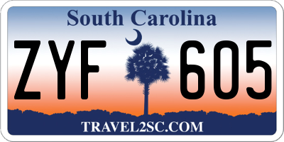 SC license plate ZYF605