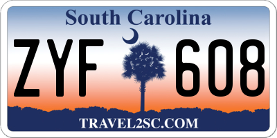SC license plate ZYF608